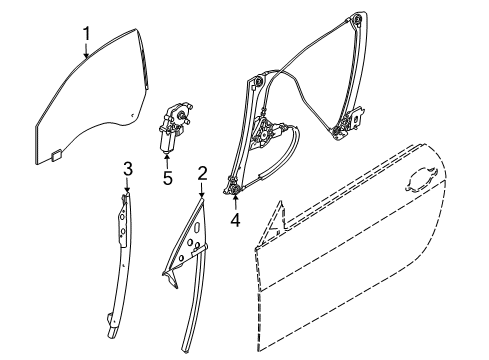 2010 BMW M6 Door & Components Front Left Window Regulator Diagram for 51337184389