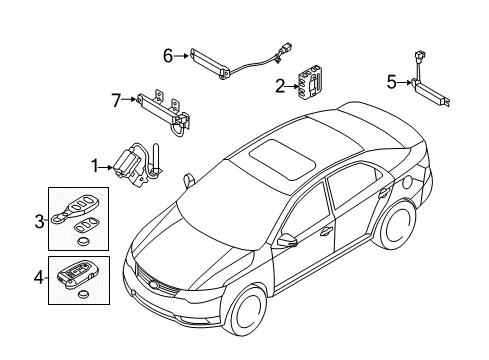 2011 Kia Forte Koup Keyless Entry Components Keyless Entry Transmitter Assembly Diagram for 954301M100