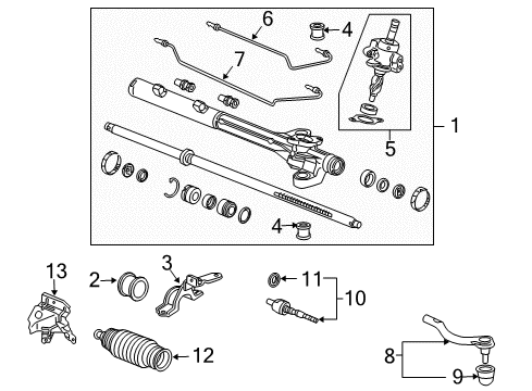 2006 Acura TL P/S Pump & Hoses, Steering Gear & Linkage End, Driver Side Tie Rod Diagram for 53560-SEP-A02