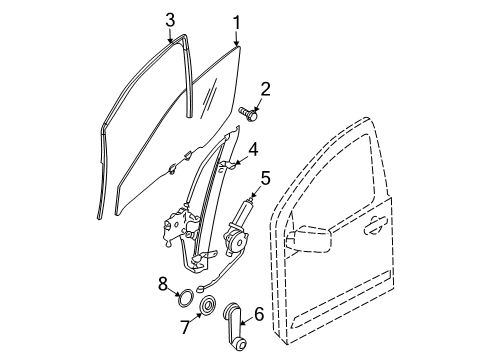 2014 Nissan Frontier Front Door Glass Run Rubber-Front Door, LH Diagram for 80331-EA000