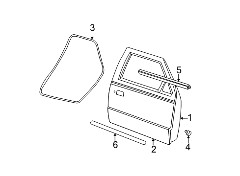 2011 Ford Ranger Front Door & Components, Exterior Trim Belt Weatherstrip Diagram for 6L5Z-1021452-AA