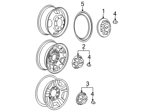 2010 Chevrolet Silverado 3500 HD Wheel Covers & Trim Hub Cap Diagram for 9597329