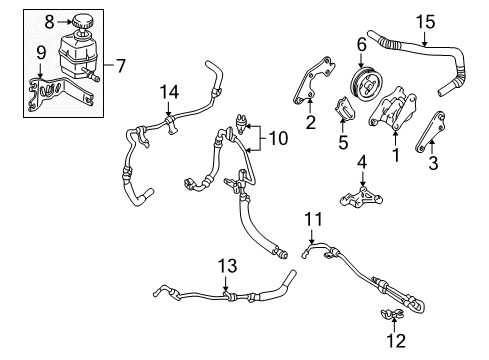 2001 Toyota Avalon P/S Pump & Hoses, Steering Gear & Linkage Reservoir Hose Diagram for 44348-07020