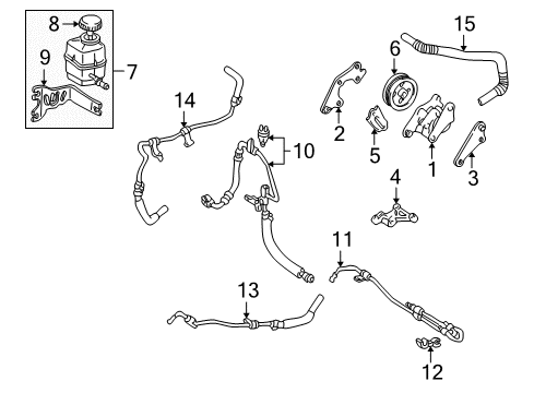 2001 Toyota Avalon P/S Pump & Hoses, Steering Gear & Linkage Return Hose Diagram for 44406-07050