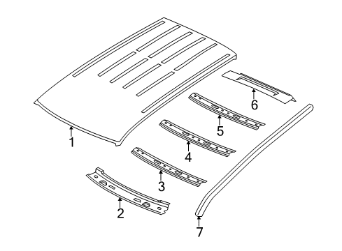 2020 Jeep Grand Cherokee Roof & Components, Exterior Trim Molding-Roof Diagram for 55079290AD