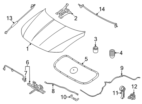 2022 Hyundai Santa Cruz Hood & Components CABLE ASSY-HOOD LATCH RELEASE Diagram for 81190-K5010