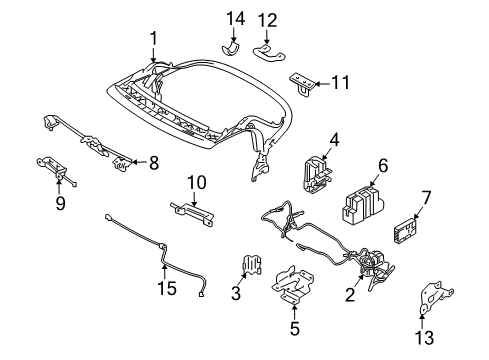 2016 Nissan 370Z Convertible Top Bumper-Rubber Diagram for 80872-1ET0A