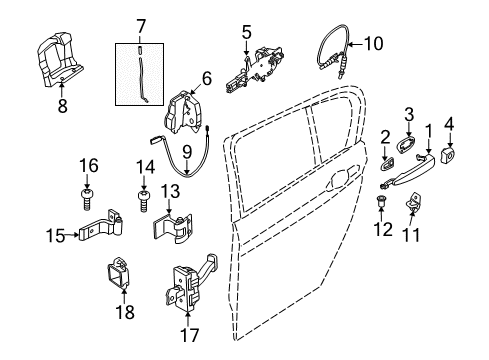 2018 BMW 340i xDrive Rear Door Bowden Cable, Outside Door Handle, Rear Diagram for 51227259836