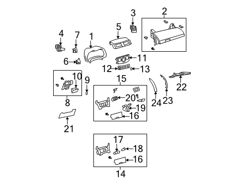 2009 Toyota Corolla Cluster & Switches, Instrument Panel Lighter Assembly Diagram for 85500-12260