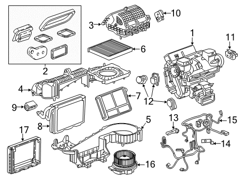 2019 Cadillac CT6 Heater Core & Control Valve Seal Diagram for 84550871