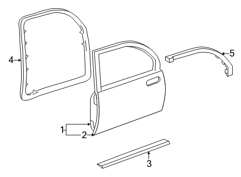 2002 Buick Park Avenue Rear Door Weatherstrip Asm-Rear Side Door <Use 1C5K Diagram for 25666181