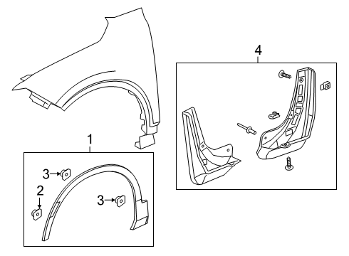 2019 Chevrolet Blazer Exterior Trim - Fender Mud Guard Diagram for 84537565