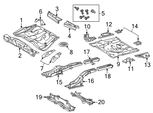 2013 Scion tC Rear Body - Floor & Rails Center Crossmember Diagram for 57407-21060