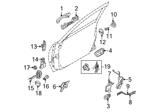 2007 Kia Amanti Front Door Front Door Latch Assembly, Right Diagram for 813203F020