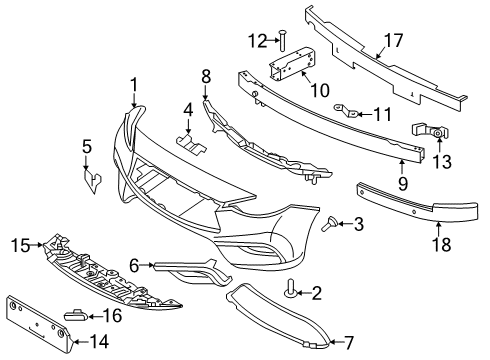 2019 Infiniti QX30 Front Bumper Rivet Diagram for N5042-5DA2A