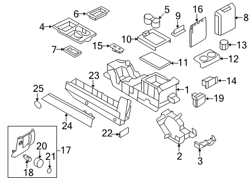 2017 Ford Expedition Center Console Lower Panel Diagram for FL1Z-78045E24-AC
