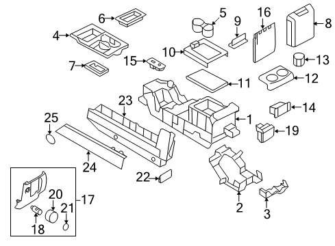 2013 Ford Expedition Center Console Console Front Bracket Diagram for 9L1Z-78045B32-A