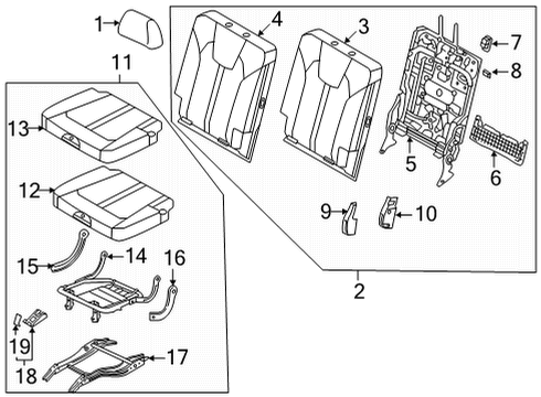 2021 Kia Sorento Third Row Seats Pad Assembly-3RD Cushion Diagram for 89A25R5700