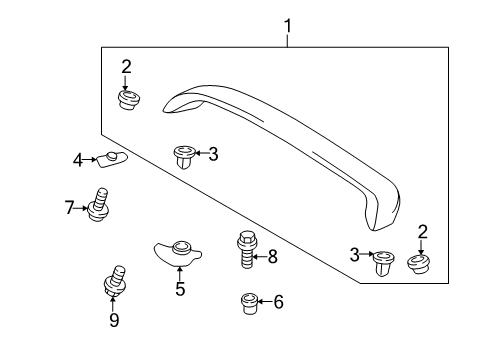 2004 Toyota Echo Rear Spoiler Rear Spoiler Clip Diagram for 76879-12040