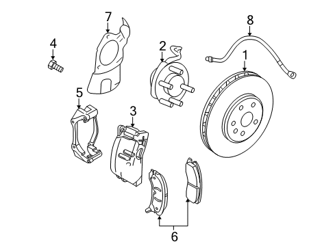 2005 Cadillac STS Brake Components Pad Kit, Front Disc Brake Diagram for 89060358
