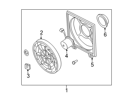 2001 Hyundai Accent A/C Condenser Fan Shroud Diagram for 97735-25100