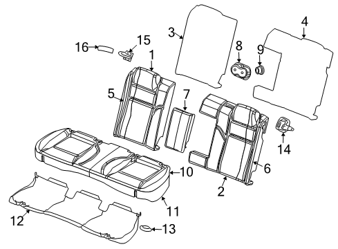 2014 Dodge Challenger Rear Seat Components CUPHOLDER Diagram for 1VL63XDVAA