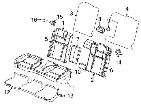 2009 Dodge Challenger Rear Seat Components Seat Cushion Foam Diagram for 68044420AA