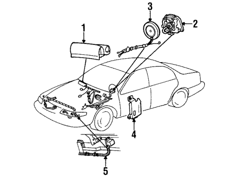 1996 Lincoln Continental Air Bag Components Front Sensor Diagram for F5OY-14B004-A