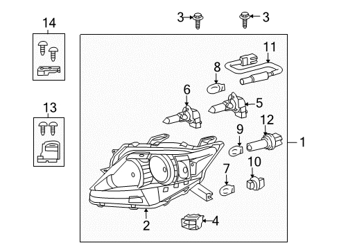 2011 Lexus RX350 Headlamps Headlamp Unit Assembly, Left Diagram for 81170-0E050