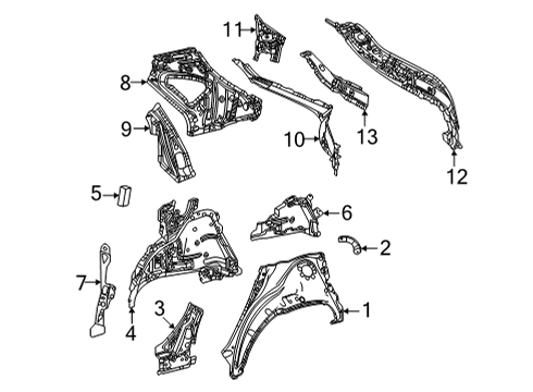 2022 Lexus NX450h+ Inner Structure - Quarter Panel BRACE SUB-ASSY, QTR Diagram for 61073-78010