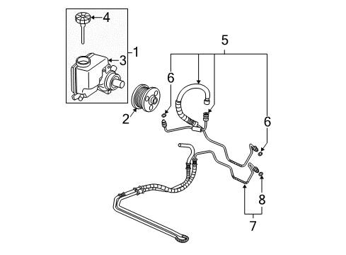 2008 Pontiac Grand Prix P/S Pump & Hoses, Steering Gear & Linkage Power Steering Pump Diagram for 19369082