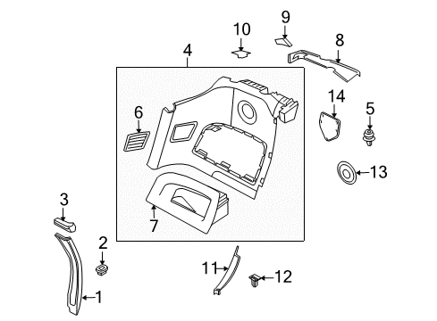 2008 BMW Z4 Interior Trim - Quarter Panels Lateral Trim Panel Top Rear Right Diagram for 51437055404