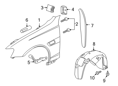 2008 Pontiac G8 Fender & Components Fender Liner Diagram for 92270538