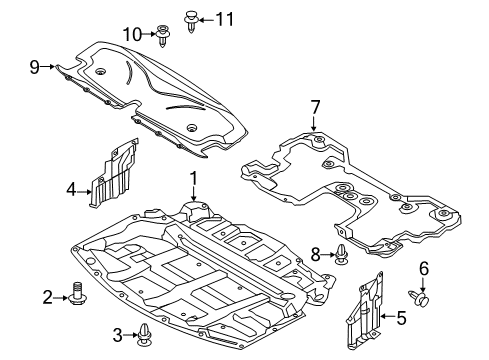 2018 Infiniti Q70L Splash Shields Duct Assembly Air Diagram for 16554-1MA0A