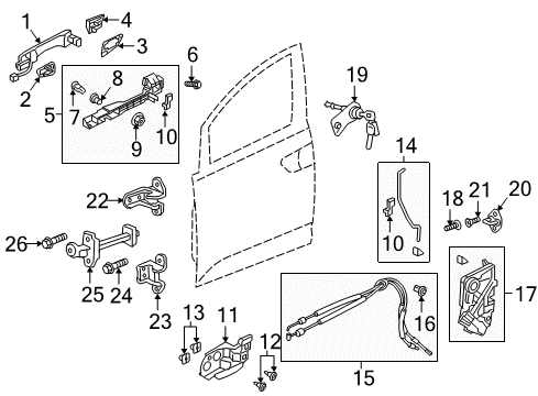 2019 Honda Odyssey Front Door Bolt, Handle (Outer) Diagram for 90104-TR0-000