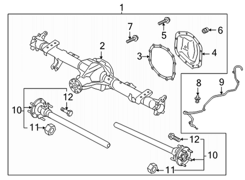 2022 Ford Bronco Axle Housing - Rear Stud Diagram for KB3Z-4A322-A