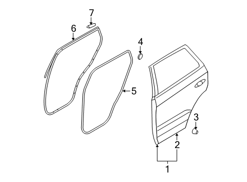 2007 Hyundai Santa Fe Rear Door Weatherstrip-Rear Door Body Side LH Diagram for 83110-0W000-J4