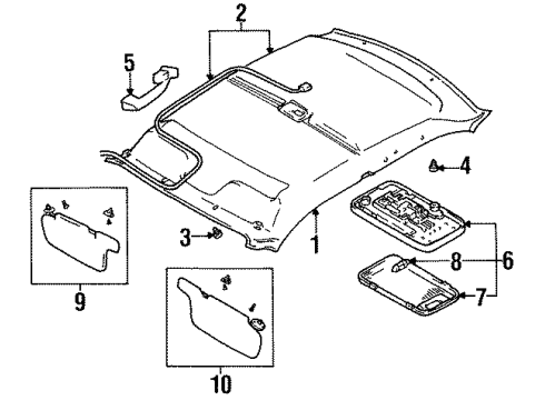 1995 Geo Metro Interior Trim - Roof Lamp Asm-Dome *Light Gray Diagram for 30018224