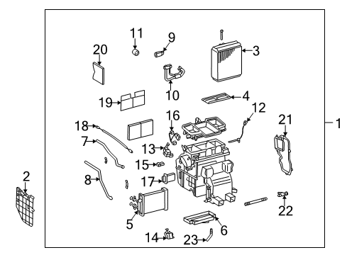 2001 Lexus ES300 Heater Core & Control Valve Unit Sub-Assy, Heater Radiator Diagram for 87107-33040