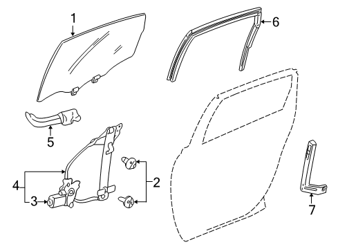 2001 Chevrolet Impala Rear Door Channel Asm-Rear Side Door Window Diagram for 10347488