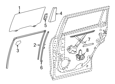 2016 Toyota Highlander Rear Door Run Channel Diagram for 68152-0E050