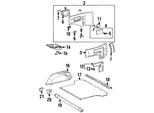 1997 Toyota Land Cruiser Interior Trim - Rear Body Bezel Retainer Diagram for 74137-10030