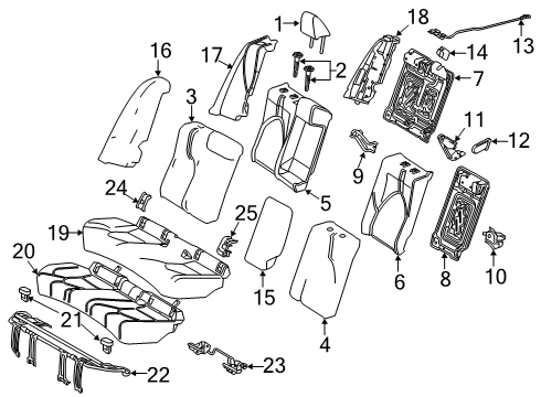 2022 Toyota Camry Rear Seat Components Seat Cushion Pad Diagram for 71503-07061