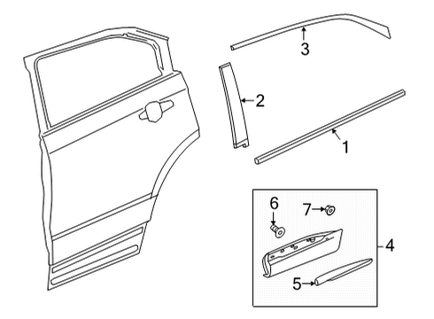 2021 Buick Envision Exterior Trim - Rear Door Reveal Molding Diagram for 39116343