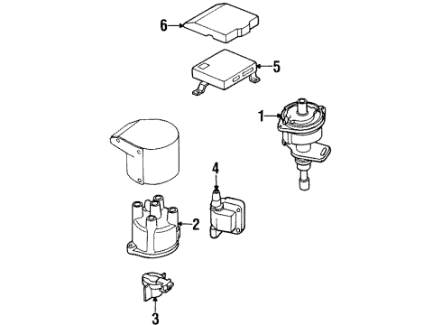 1992 Nissan D21 Ignition System Rotor-Head Diagram for 22157-21E01