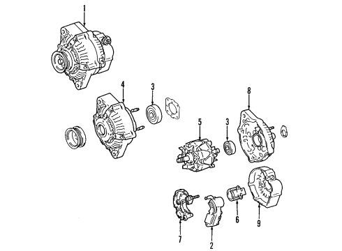 2001 Toyota RAV4 Alternator Rear Cover Diagram for 27039-28090