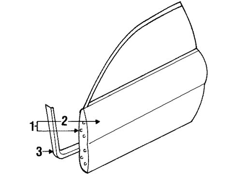 1998 Dodge Neon Door & Components WEATHERSTRIP Front Door Lower Right Diagram for 4658033