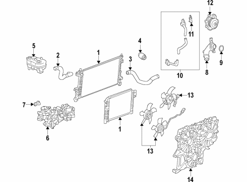 2020 GMC Sierra 1500 Cooling System, Radiator, Water Pump, Cooling Fan Fan Motor Diagram for 84543313