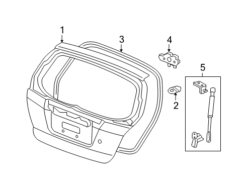 2007 Honda Fit Lift Gate Tailgate (DOT) Diagram for 68100-SLN-A91ZZ