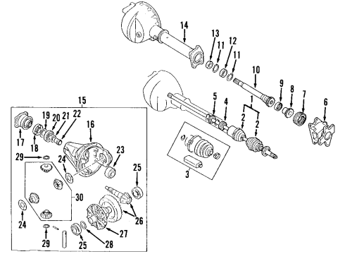 1999 Isuzu Amigo Front Axle, Axle Shafts & Joints, Differential, Drive Axles, Propeller Shaft Shaft Axle, Front Inner Diagram for 8-97188-174-1